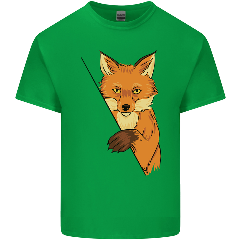 An Orange Fox Illustration Mens Cotton T-Shirt Tee Top Irish Green