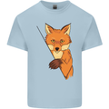 An Orange Fox Illustration Mens Cotton T-Shirt Tee Top Light Blue