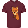 An Orange Fox Illustration Mens Cotton T-Shirt Tee Top Maroon
