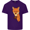 An Orange Fox Illustration Mens Cotton T-Shirt Tee Top Purple