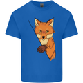 An Orange Fox Illustration Mens Cotton T-Shirt Tee Top Royal Blue