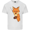An Orange Fox Illustration Mens Cotton T-Shirt Tee Top White