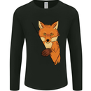 An Orange Fox Illustration Mens Long Sleeve T-Shirt Black