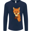 An Orange Fox Illustration Mens Long Sleeve T-Shirt Navy Blue