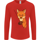 An Orange Fox Illustration Mens Long Sleeve T-Shirt Red