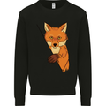 An Orange Fox Illustration Mens Sweatshirt Jumper Black