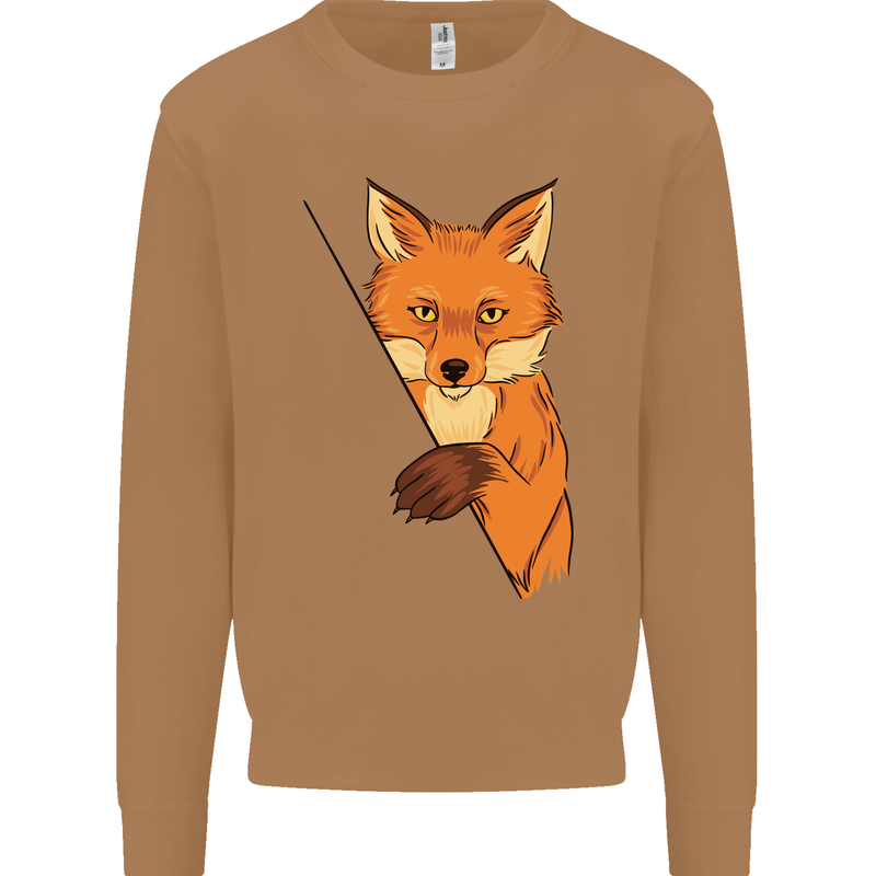 An Orange Fox Illustration Mens Sweatshirt Jumper Caramel Latte