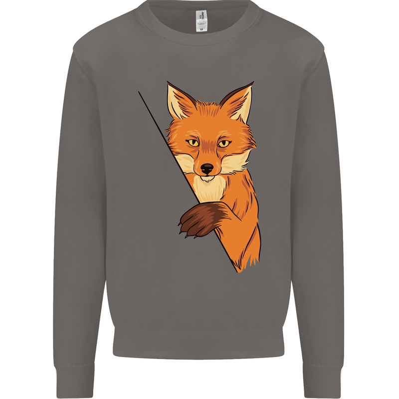 An Orange Fox Illustration Mens Sweatshirt Jumper Charcoal