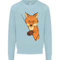 An Orange Fox Illustration Mens Sweatshirt Jumper Light Blue