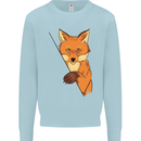 An Orange Fox Illustration Mens Sweatshirt Jumper Light Blue