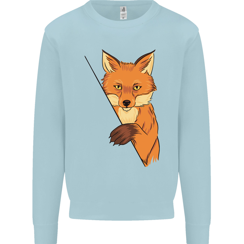 An Orange Fox Illustration Mens Sweatshirt Jumper Light Blue