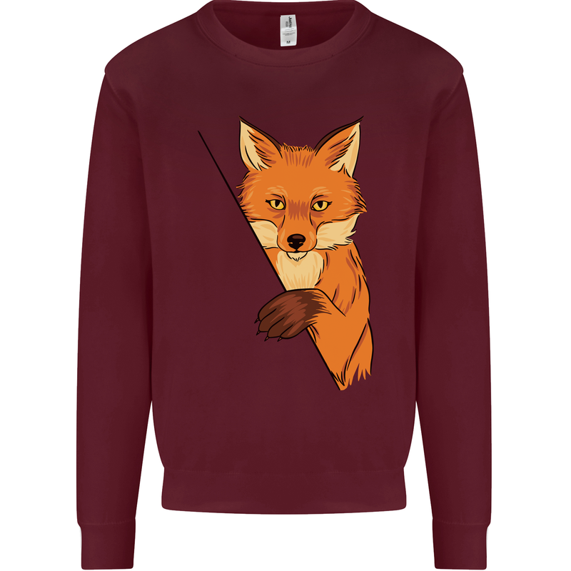 An Orange Fox Illustration Mens Sweatshirt Jumper Maroon