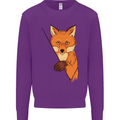 An Orange Fox Illustration Mens Sweatshirt Jumper Purple