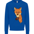 An Orange Fox Illustration Mens Sweatshirt Jumper Royal Blue