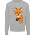 An Orange Fox Illustration Mens Sweatshirt Jumper Sports Grey