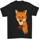 An Orange Fox Illustration Mens T-Shirt Cotton Gildan Black