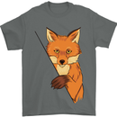 An Orange Fox Illustration Mens T-Shirt Cotton Gildan Charcoal