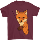 An Orange Fox Illustration Mens T-Shirt Cotton Gildan Maroon