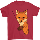 An Orange Fox Illustration Mens T-Shirt Cotton Gildan Red
