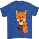 An Orange Fox Illustration Mens T-Shirt Cotton Gildan Royal Blue