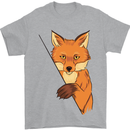 An Orange Fox Illustration Mens T-Shirt Cotton Gildan Sports Grey