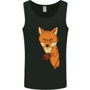 An Orange Fox Illustration Mens Vest Tank Top Black