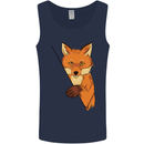 An Orange Fox Illustration Mens Vest Tank Top Navy Blue