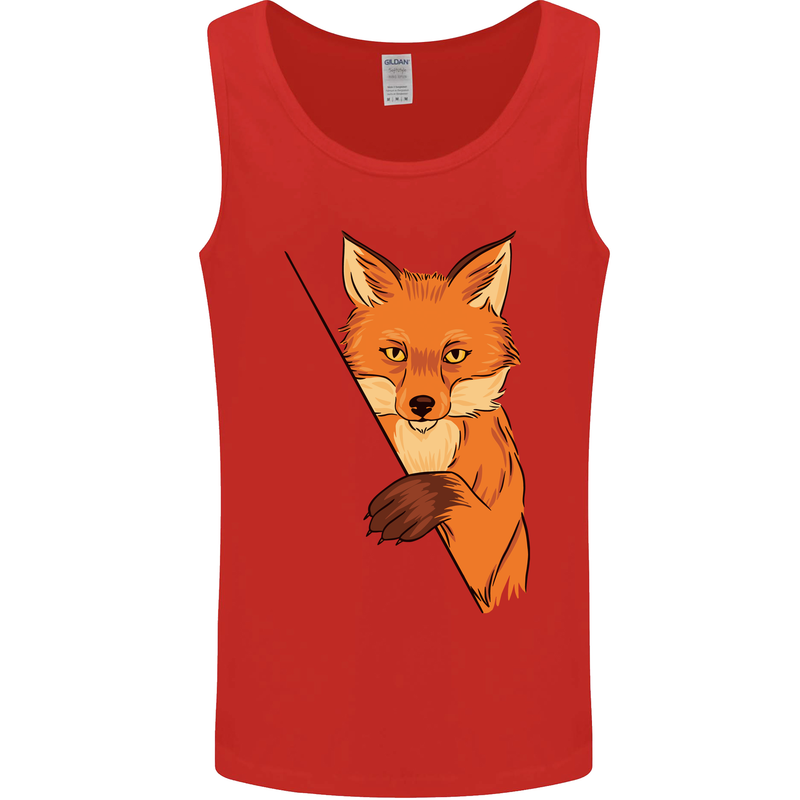 An Orange Fox Illustration Mens Vest Tank Top Red