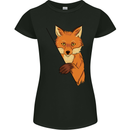 An Orange Fox Illustration Womens Petite Cut T-Shirt Black