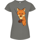 An Orange Fox Illustration Womens Petite Cut T-Shirt Charcoal
