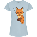 An Orange Fox Illustration Womens Petite Cut T-Shirt Light Blue