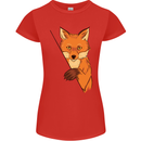 An Orange Fox Illustration Womens Petite Cut T-Shirt Red