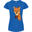 An Orange Fox Illustration Womens Petite Cut T-Shirt Royal Blue
