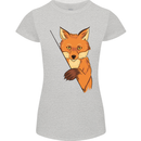 An Orange Fox Illustration Womens Petite Cut T-Shirt Sports Grey