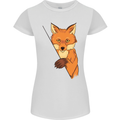 An Orange Fox Illustration Womens Petite Cut T-Shirt White