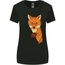 An Orange Fox Illustration Womens Wider Cut T-Shirt Black