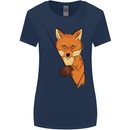 An Orange Fox Illustration Womens Wider Cut T-Shirt Navy Blue