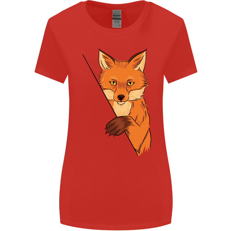 An Orange Fox Illustration Womens Wider Cut T-Shirt Red