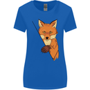 An Orange Fox Illustration Womens Wider Cut T-Shirt Royal Blue