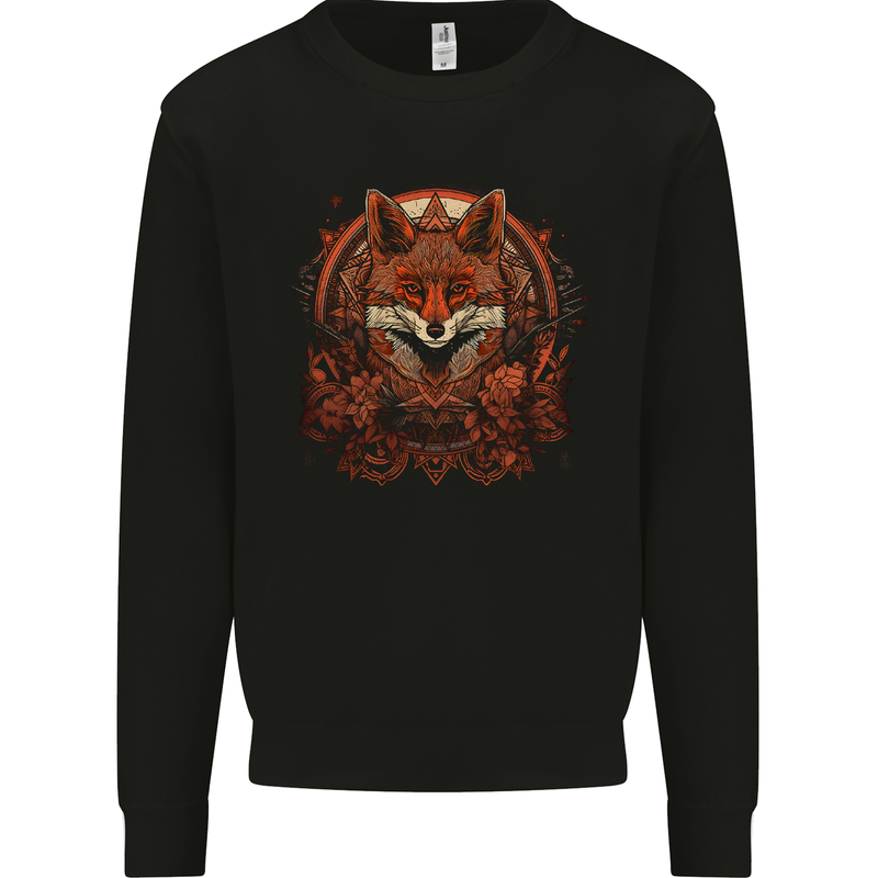 An Ornate Polygon Fantasy Fox Kids Sweatshirt Jumper Black