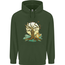 An Owl and Fox Tree Nature Ecology Childrens Kids Hoodie Forest Green
