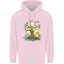 An Owl and Fox Tree Nature Ecology Childrens Kids Hoodie Light Pink
