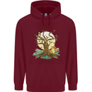 An Owl and Fox Tree Nature Ecology Childrens Kids Hoodie Maroon