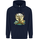 An Owl and Fox Tree Nature Ecology Childrens Kids Hoodie Navy Blue