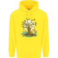 An Owl and Fox Tree Nature Ecology Childrens Kids Hoodie Yellow