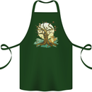 An Owl and Fox Tree Nature Ecology Cotton Apron 100% Organic Forest Green