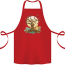 An Owl and Fox Tree Nature Ecology Cotton Apron 100% Organic Red