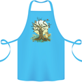 An Owl and Fox Tree Nature Ecology Cotton Apron 100% Organic Turquoise
