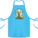 An Owl and Fox Tree Nature Ecology Cotton Apron 100% Organic Turquoise