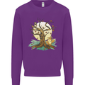 An Owl and Fox Tree Nature Ecology Kids Sweatshirt Jumper Purple